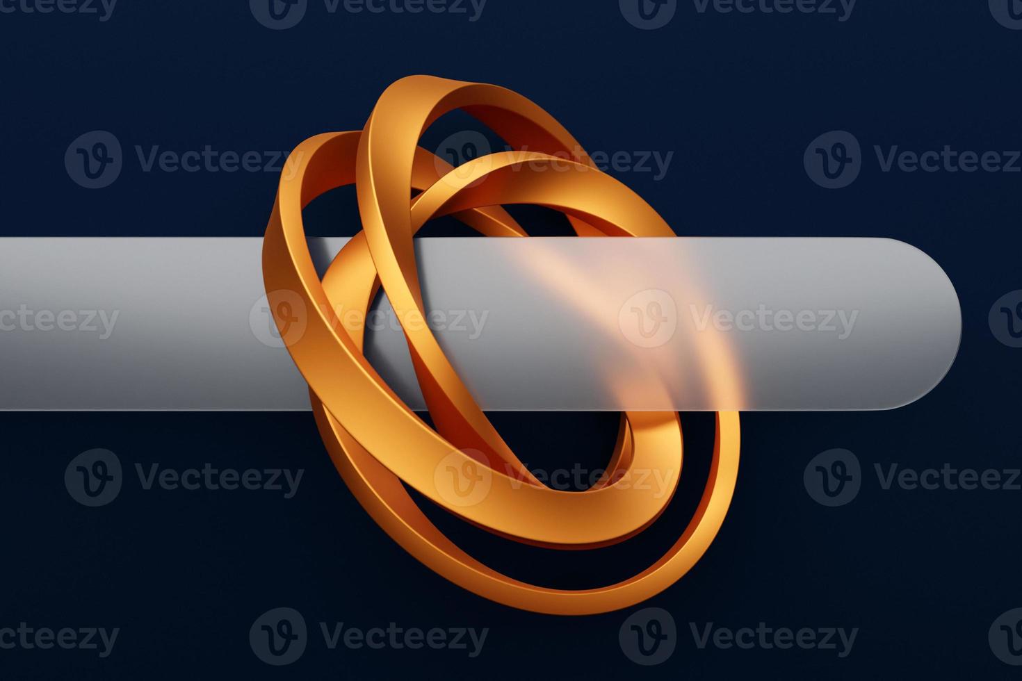 3D-rendering gyllene glödande rund fraktal, torus, portal på svart monokrom isolerad bakgrund foto