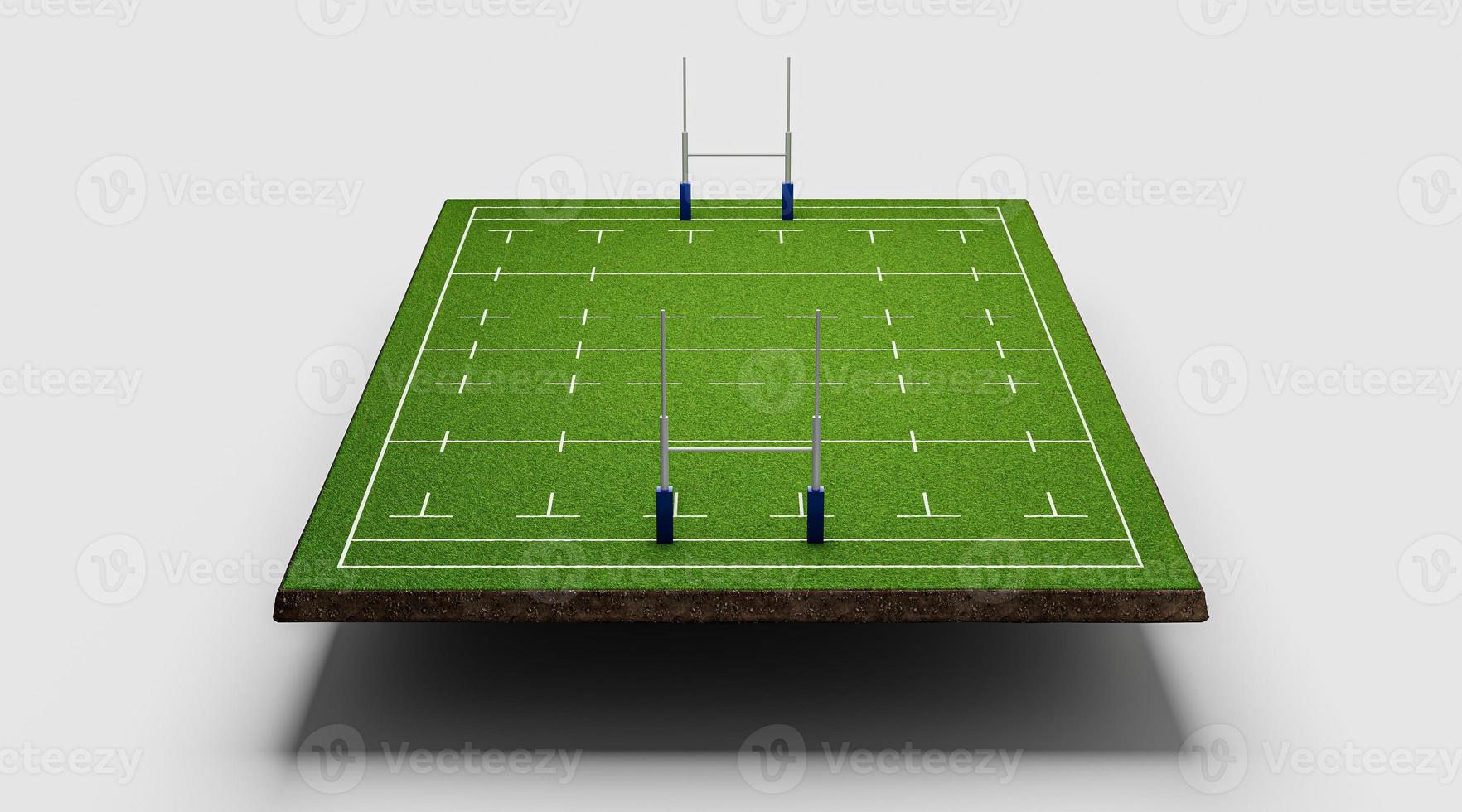 amerikansk fotbollsplan marken tvärsnitt med grön rugby stadion gräsplan 3d illustration foto