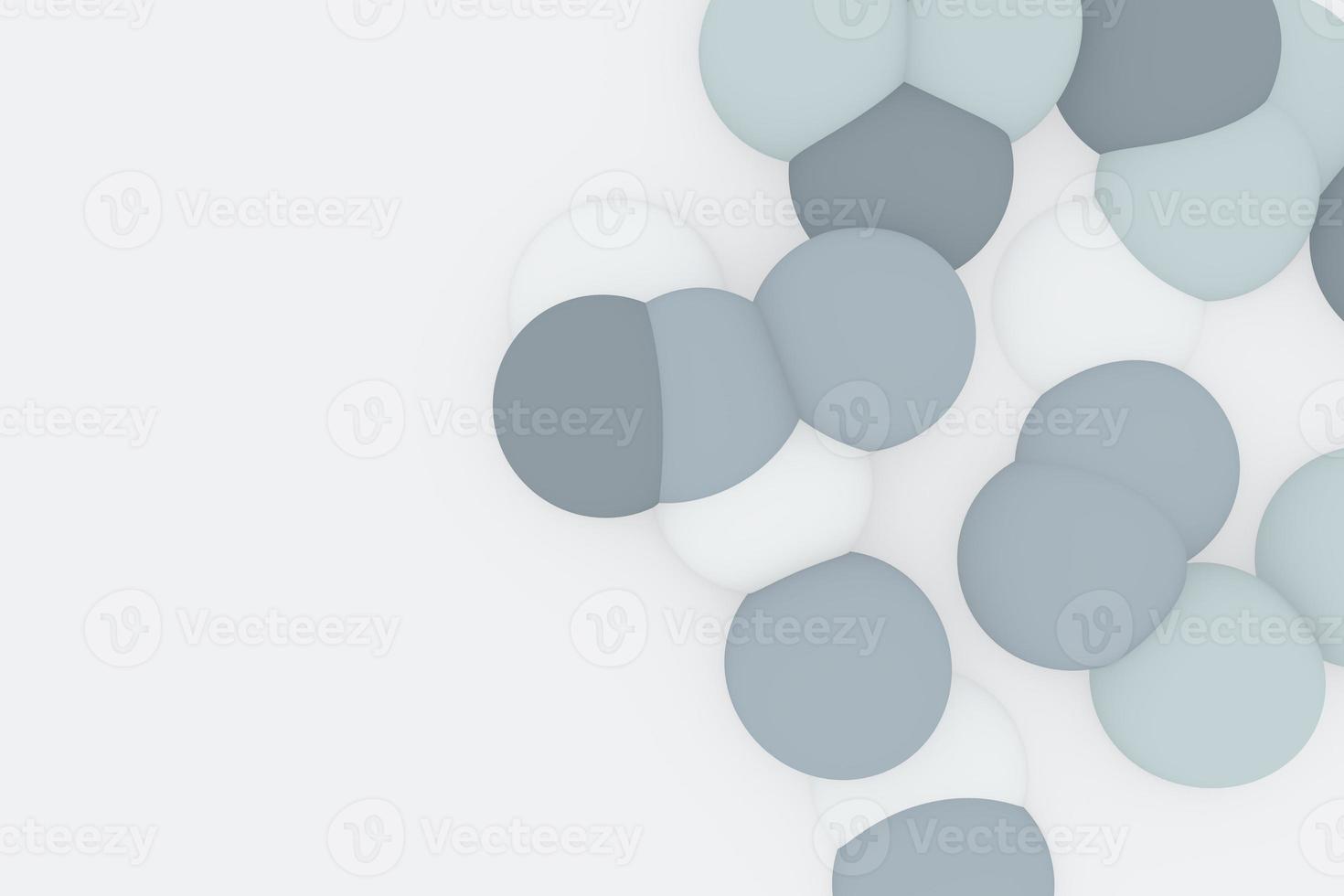 grå och vita rundade former dekorativ bakgrund i abstrakt stil. rörelse metaball 3d illustration foto