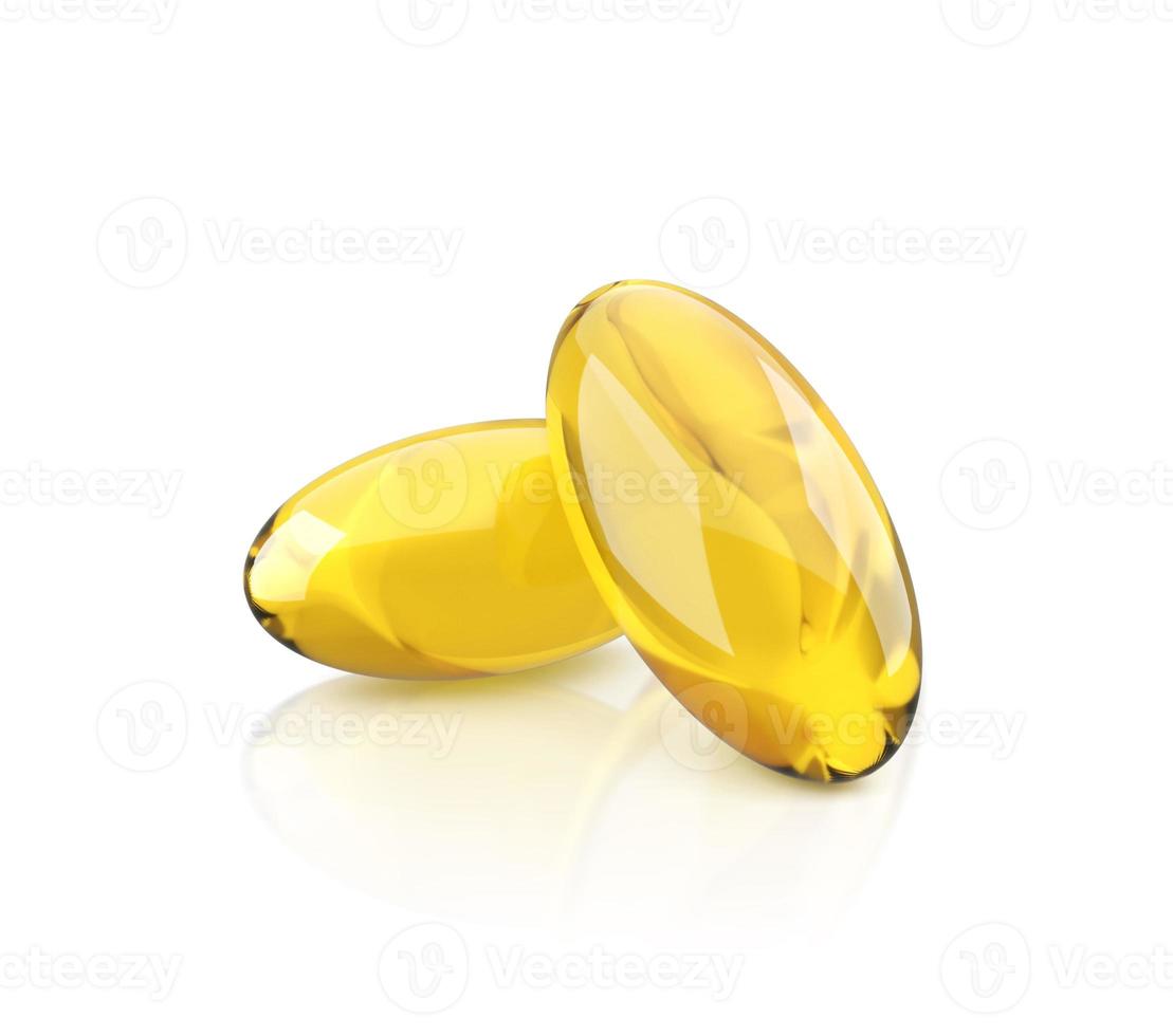 gyllene oljekapsel av vitamin a, e, omega 3 eller kollagen. vektor realistisk mockup av medicinskt piller med fiskfett eller organisk kosmetisk olja. klara gula tabletter isolerad på transparent bakgrund. 3d render foto