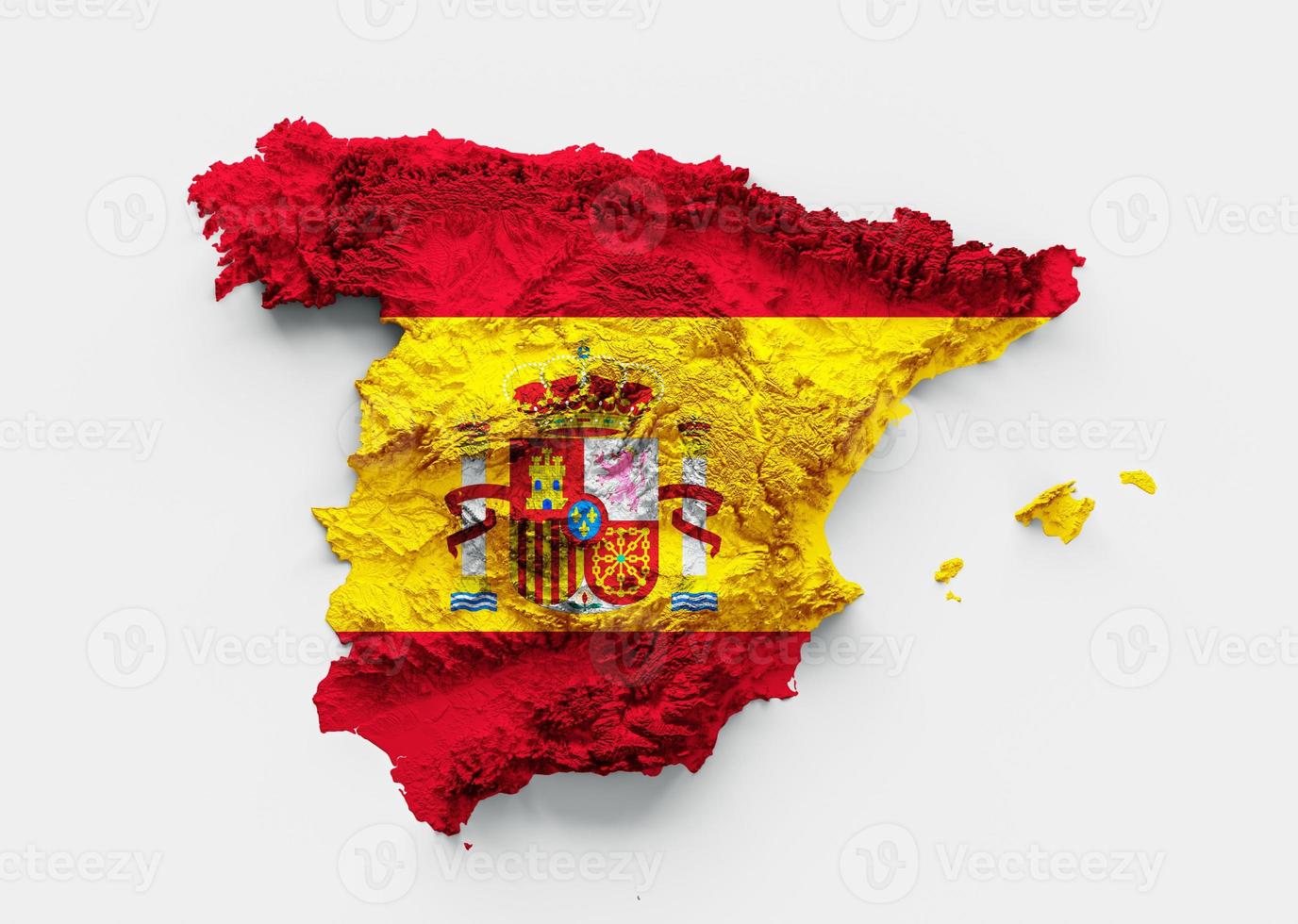 spanien karta och flagga 3d topografisk karta 3d illustration foto