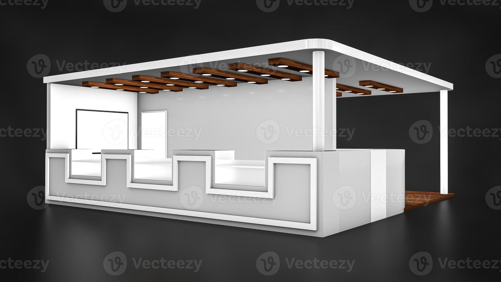 3D-illustration av den tomma utställningsmontern foto