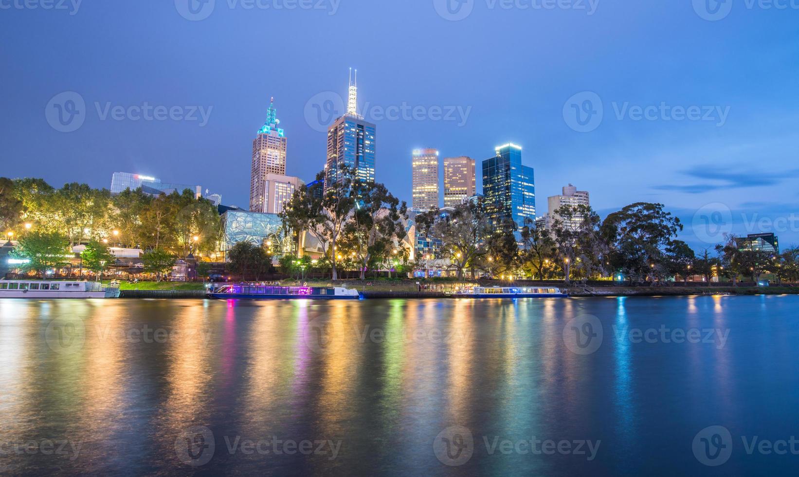 melbourne city en av de mest levande städerna i världen, victoria state of Australia. utsikt på natten. foto