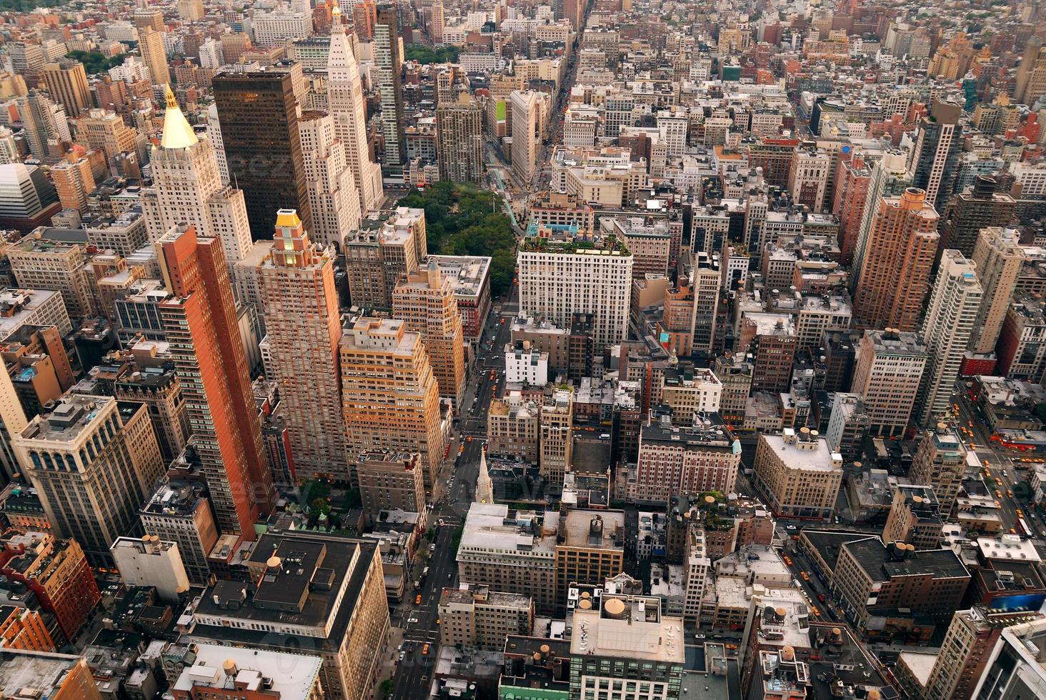flygfoto från new york city skyline street foto