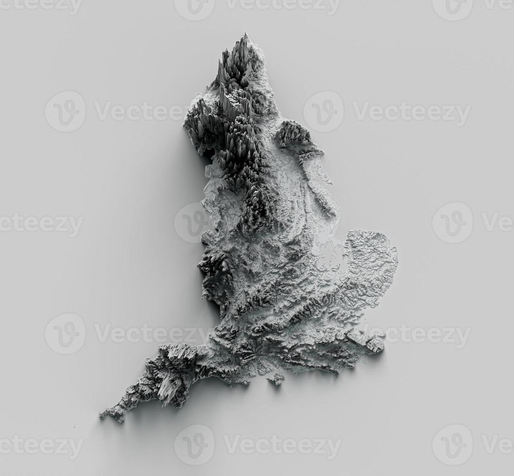 reliefkarta över Storbritannien. omgivande territorium nedtonad 3d-illustration foto