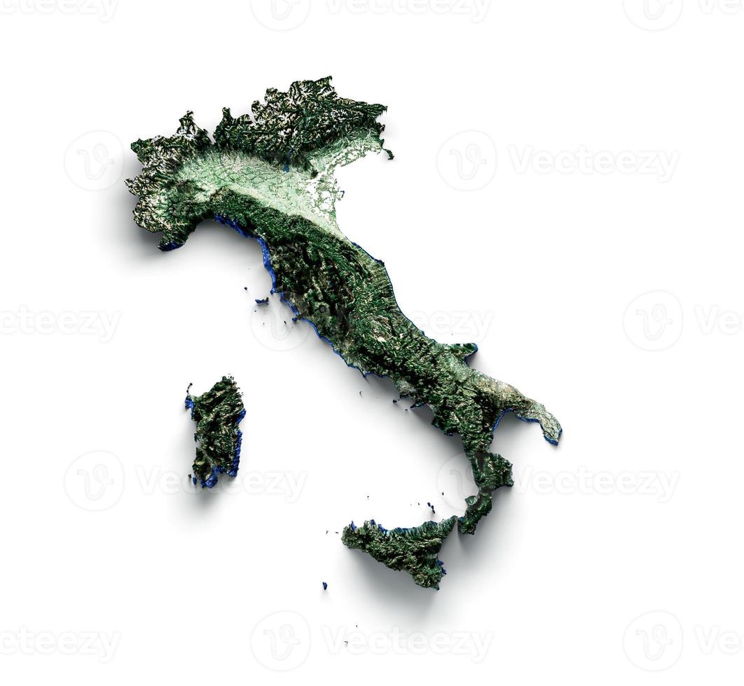 fysisk karta över Italien och den italienska regionen. detaljerad vy 3d illustration foto