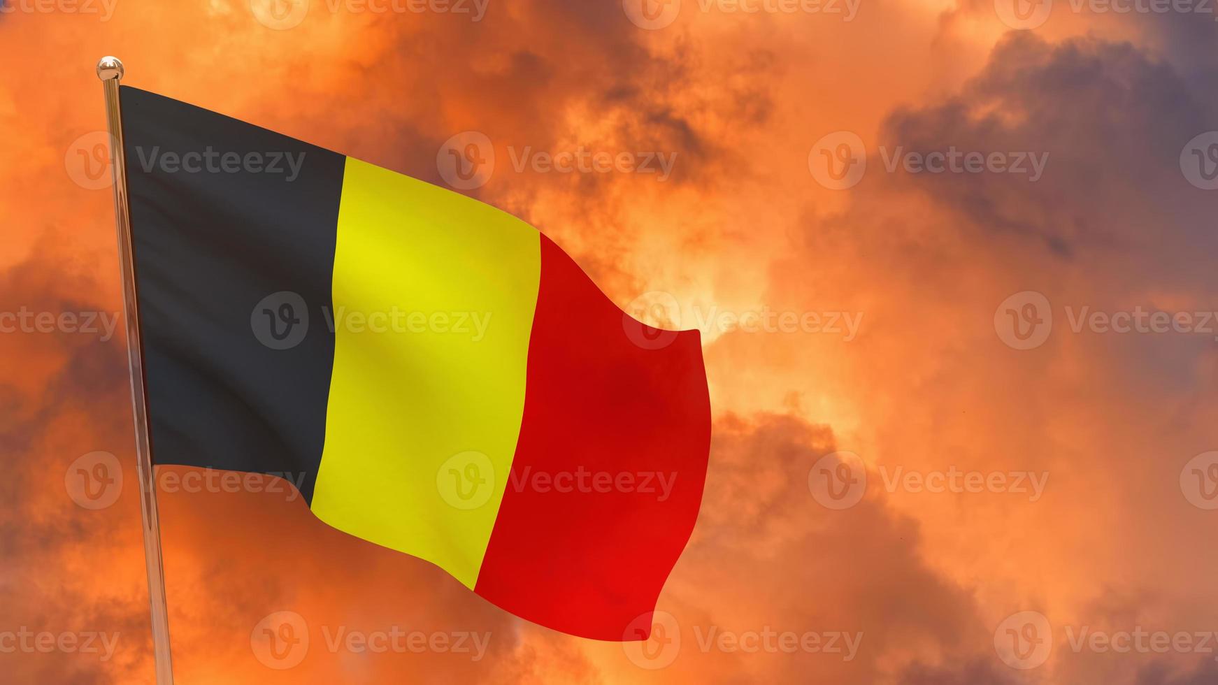 Belgiens flagga på stång foto