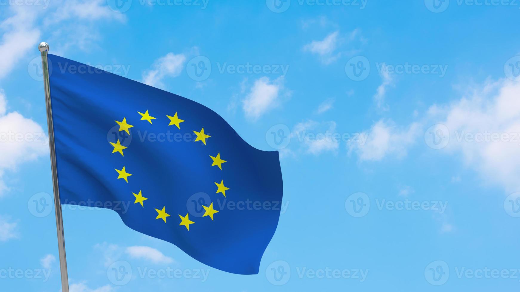 europa eu-flagga på stång foto