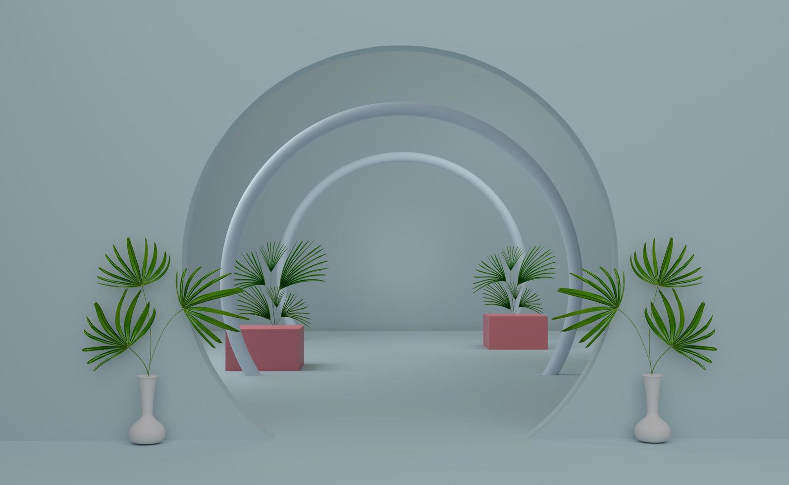 podium med geometriska former tomma i grå pastellkomposition för modern scenvisning och minimalistisk mockup, abstrakt showcase-bakgrund, koncept 3d-illustration eller 3d-rendering foto