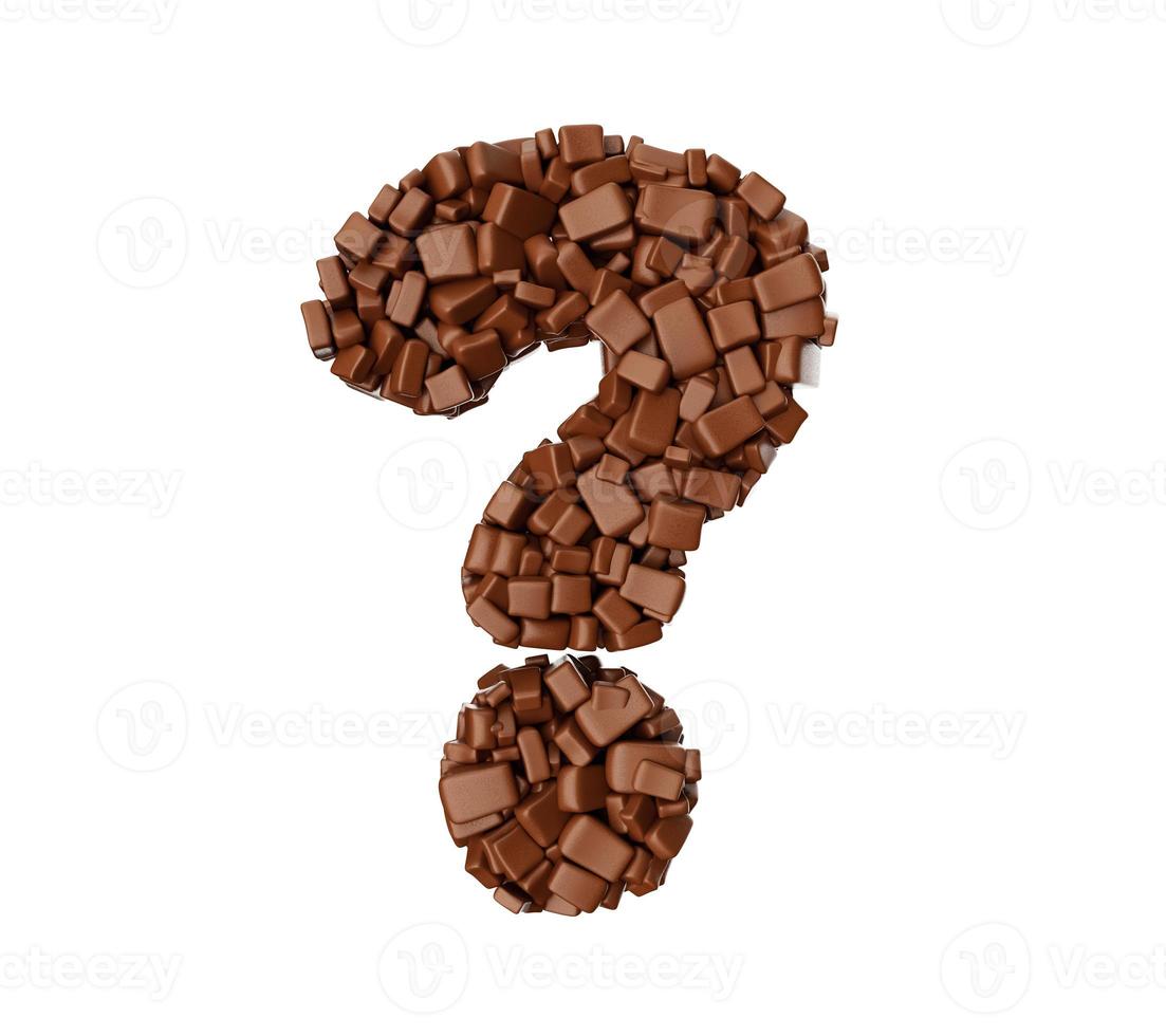 frågetecken gjord av chokladbitar chokladbitar alfabetet frågetecken 3d-illustration foto