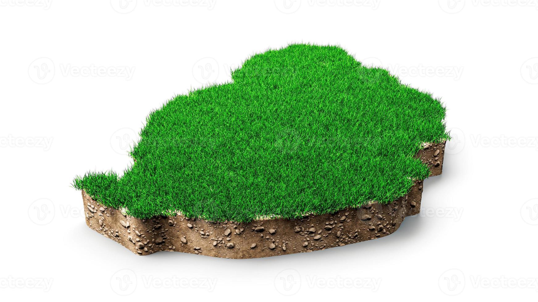 mauritius karta jord mark geologi tvärsnitt med grönt gräs och sten marken textur 3d illustration foto