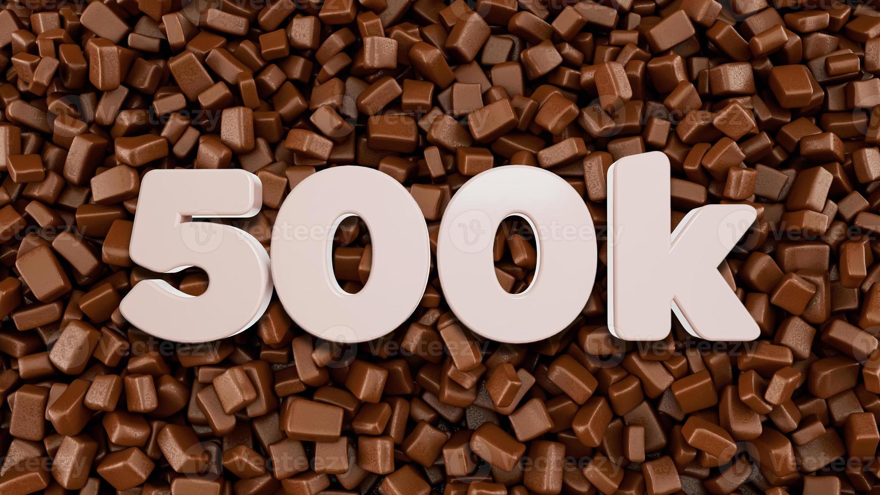 500k 3d text på chokladbitar bakgrund 3d illustration foto