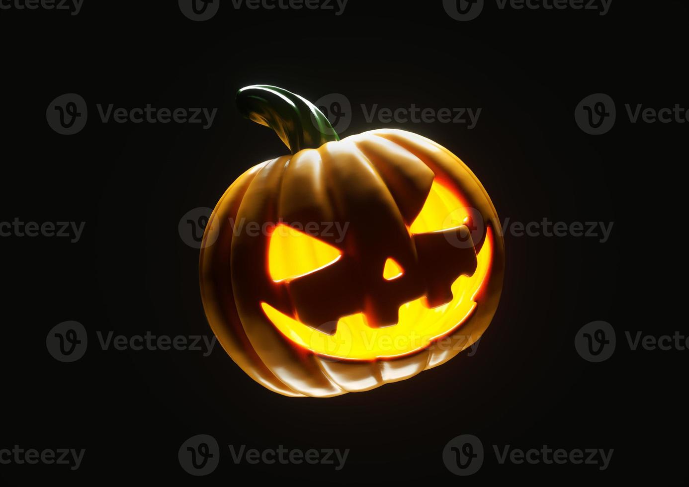 halloween gul skrämmande pumpa med ljusa ögon 3d render foto