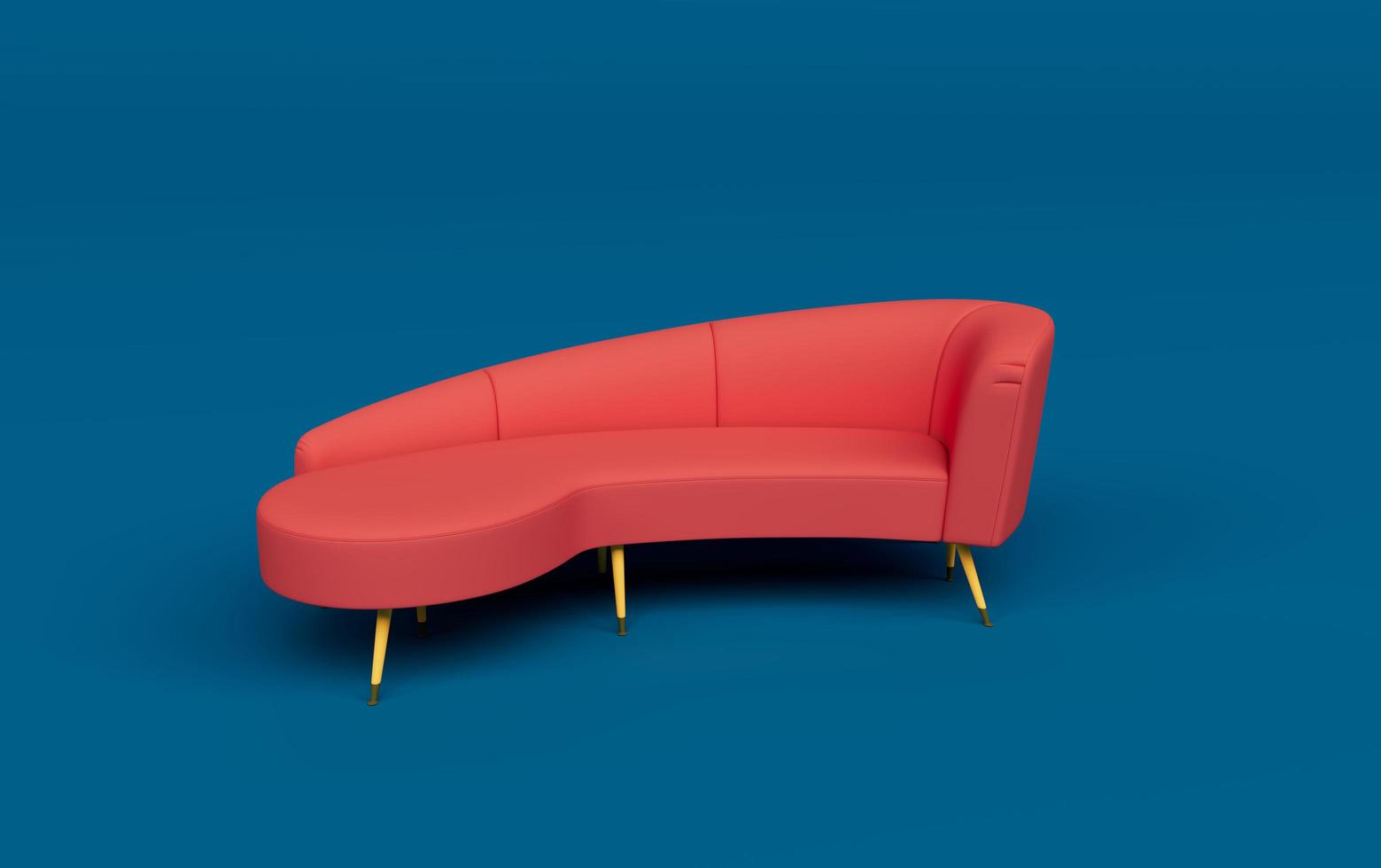 vardagsrum valencia färg soffa 3D-rendering på blå lagun bakgrund foto