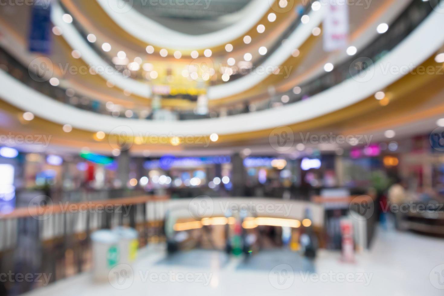 abstrakt oskärpa modern shopping mall interiör defokuserad bakgrund foto