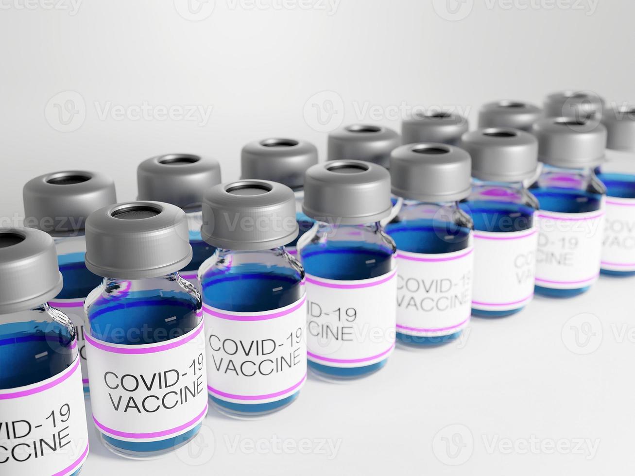 3D-rendering av covid-19 vaccinflaskor foto