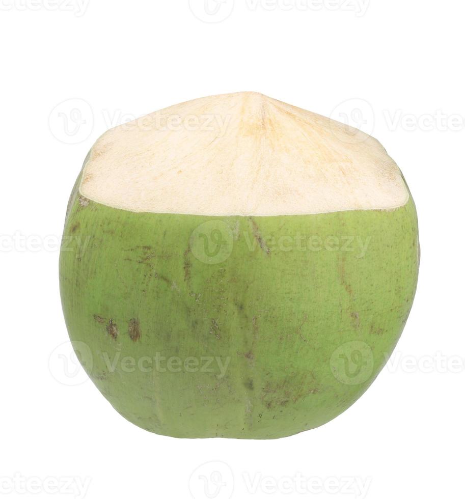 grön kokosnöt isolerad på vit bakgrund foto