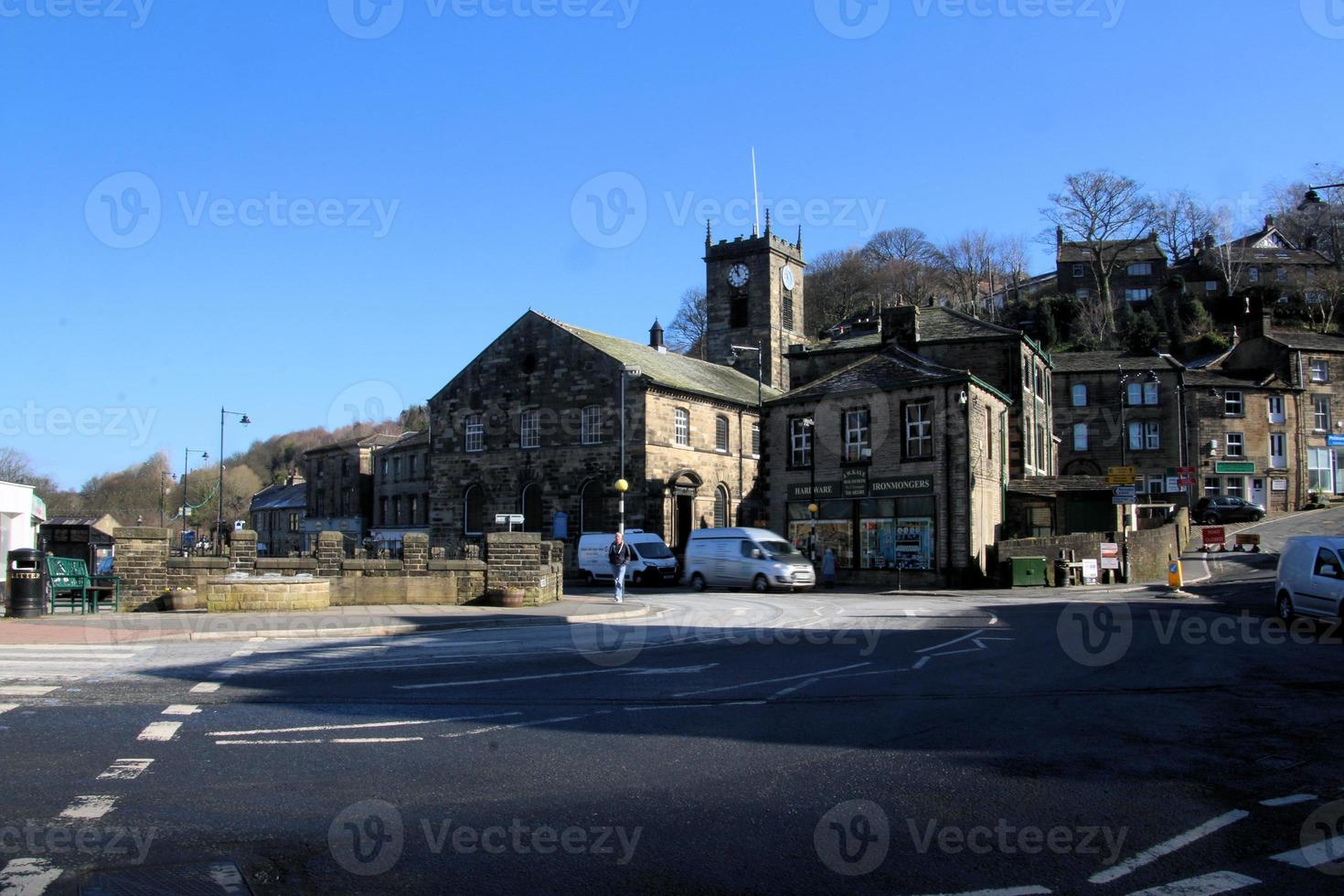 utsikt över staden holmfirth i södra yorkshire foto