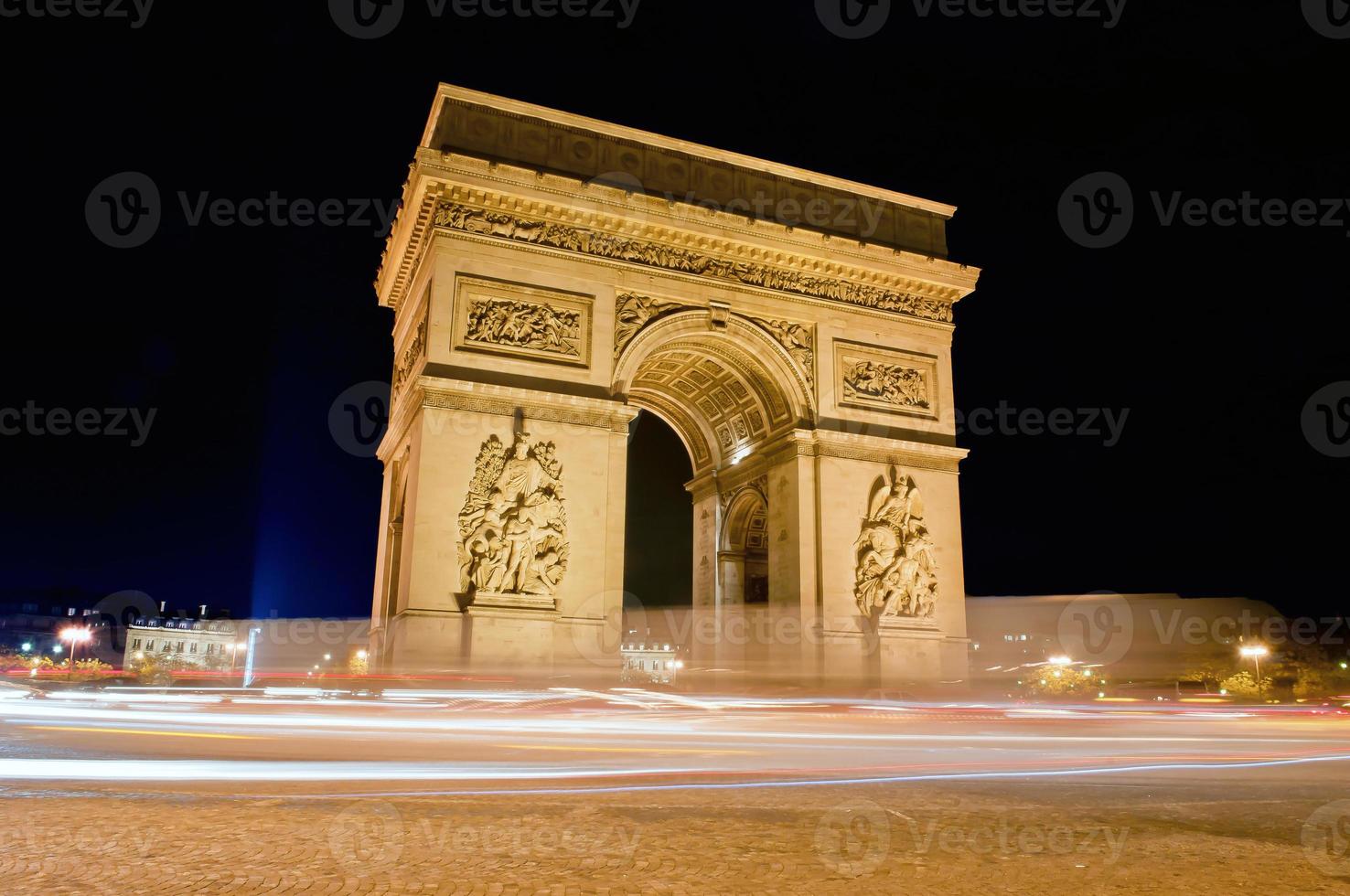 arc de triomphe natten - Paris - Frankrike foto