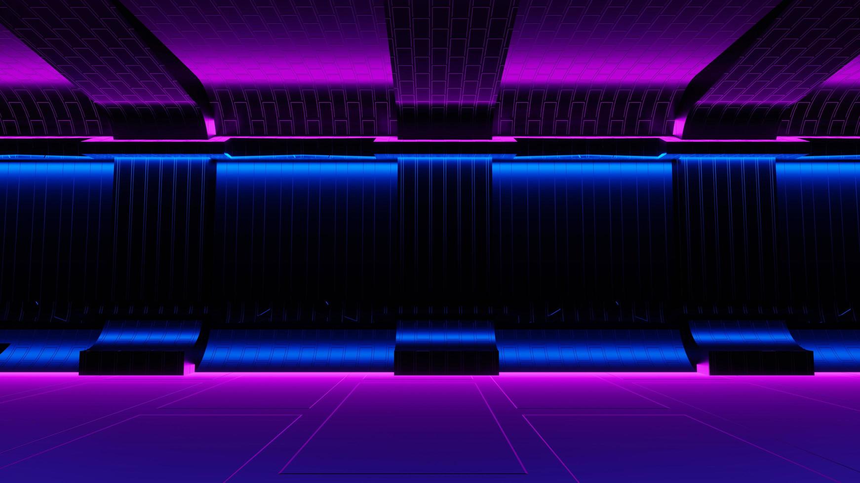 3D-rendering av blixt neon och ljus glödande på mörk scen. hastighet ljus rörliga linjer. foto