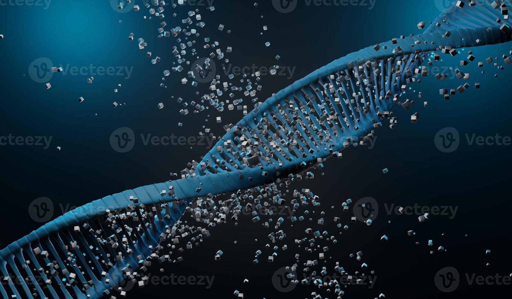 3D-rendering helix komplementär del av DNA av rna. sekvenser genetisk kod eller genom. genexpression. nukleotiddatabas. den centrala dogmprocessen för transkription och översättning. mänsklig gen. foto