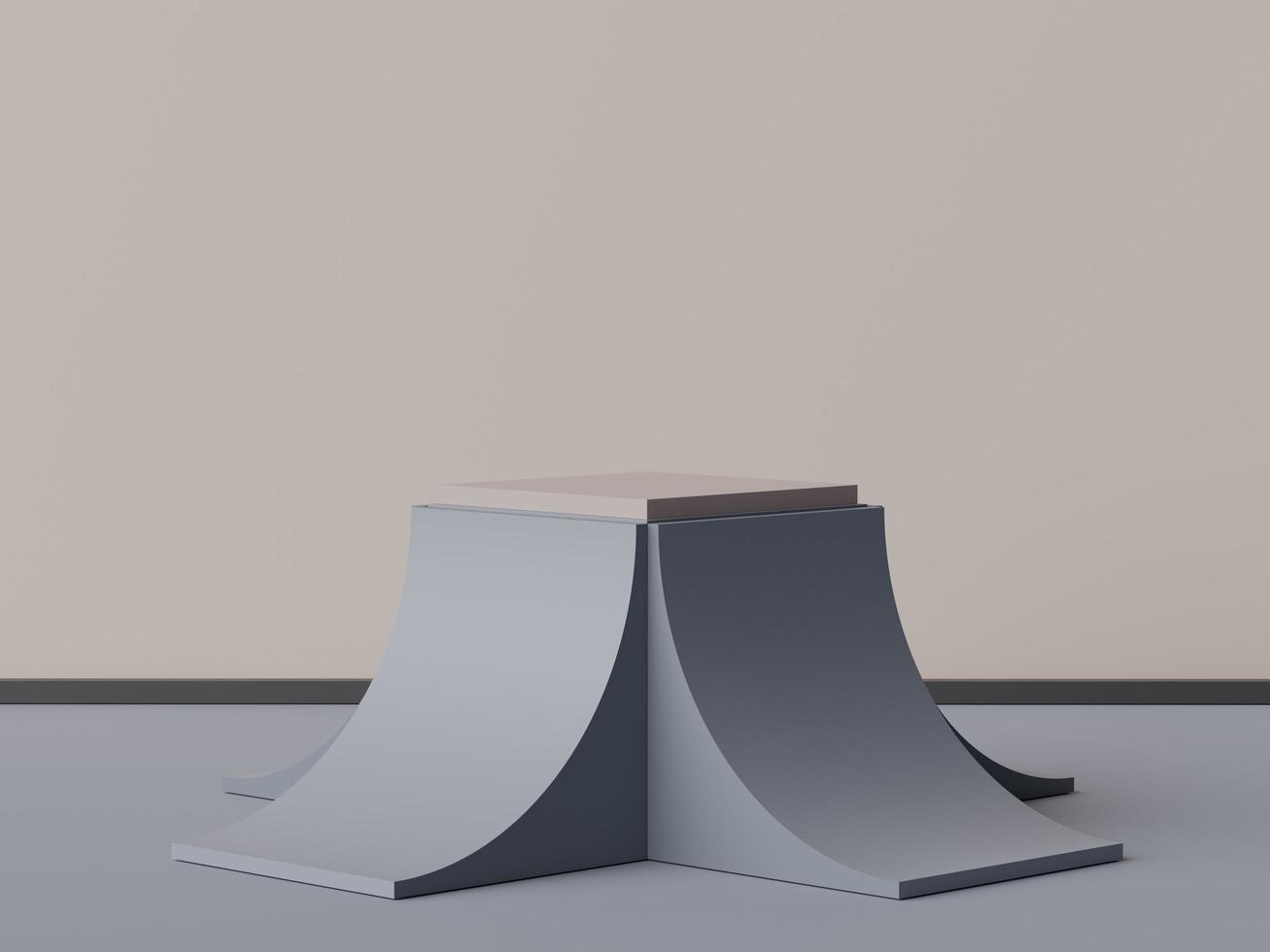 3D-rendering av minimal scen av vit tomt podium med jordfärger färgtema. displayställ för produktpresentation mock up och kosmetisk reklam. foto