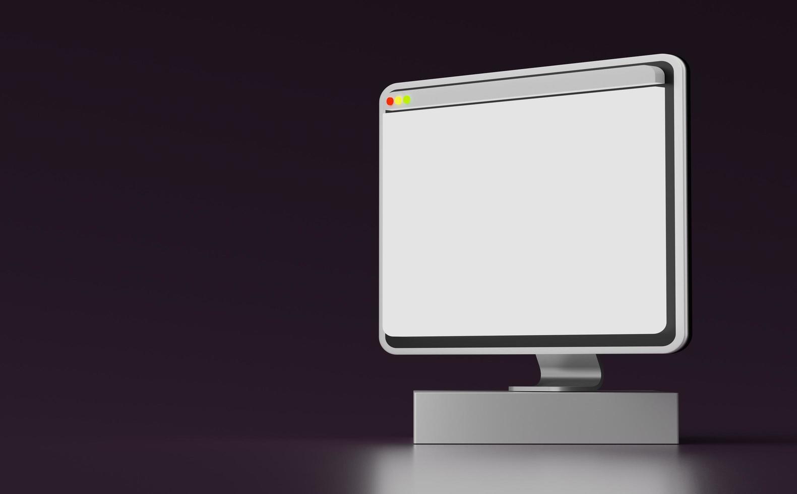 3D-rendering minimal minidator för arbetskontor med vitt kopiautrymme för mock up och kreativ design. tecknad illustration koncept. foto