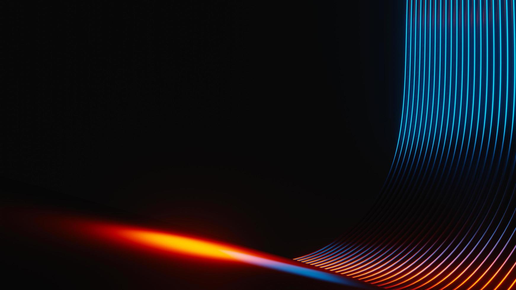 3D-rendering av blixt neon och ljus glödande på mörk scen. hastighet ljus rörliga linjer. hög snabb rörelseoskärpa. framtida nätverks tekniska internet. Sci fiction av hyperrymden interstellära resor. foto
