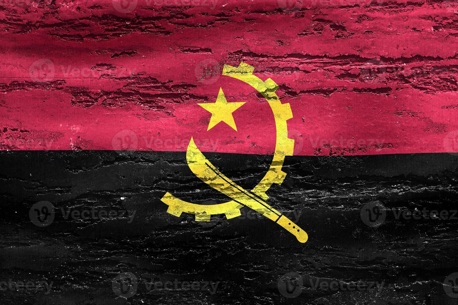 angola flagga - realistiskt viftande tygflagga foto