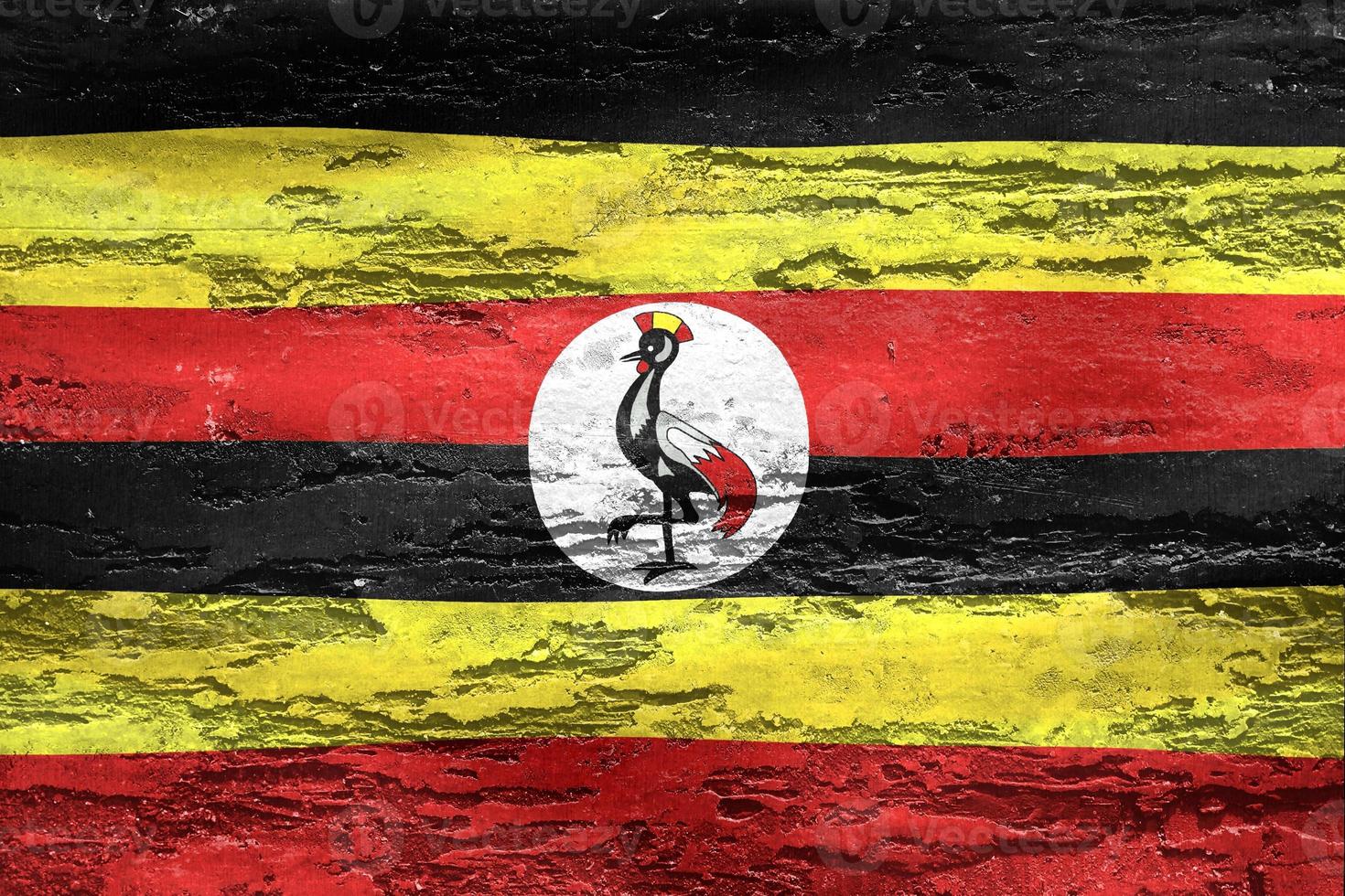 3D-illustration av en uganda flagga - realistiska viftande tyg flagga foto