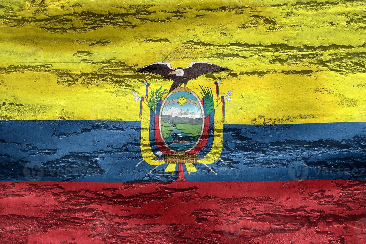ecuadorflagga - realistiskt viftande tygflagga foto