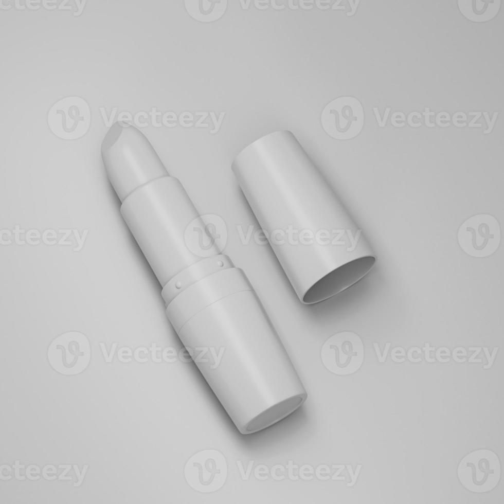 läppstift mockup, kosmetisk paketdesign isolerad i vit bakgrund 3d illustration foto
