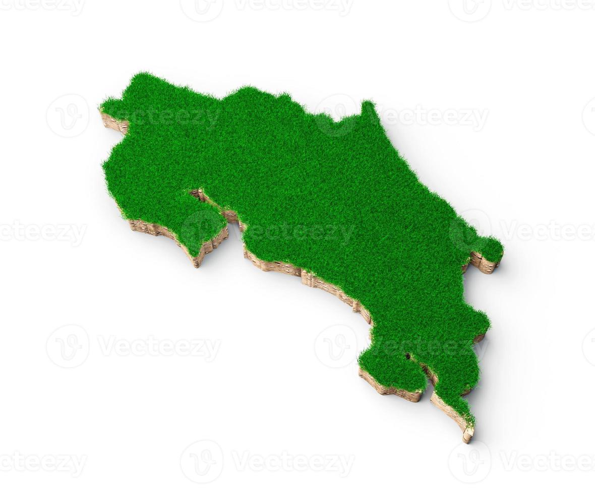 costa rica karta jord mark geologi tvärsnitt med grönt gräs och sten marken textur 3d illustration foto