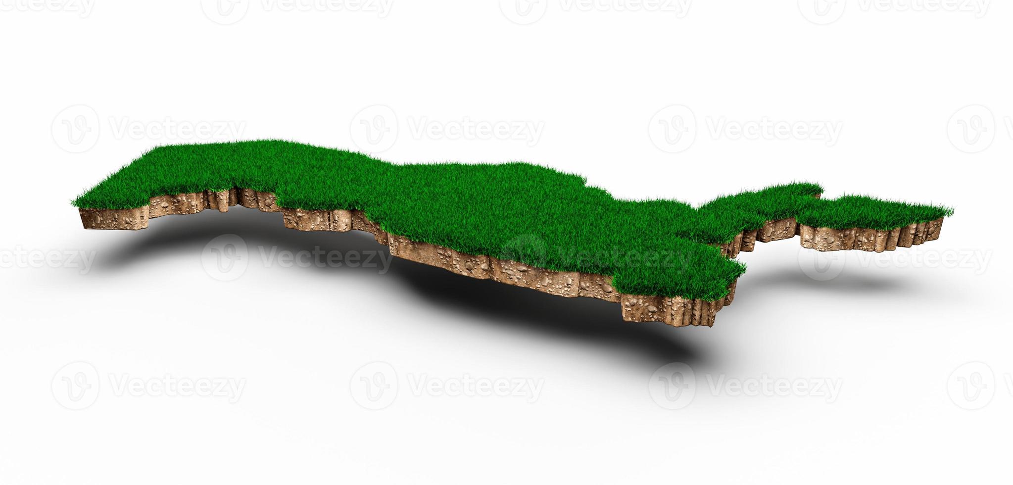 uzbekistan karta jord mark geologi tvärsnitt med grönt gräs och sten marken textur 3d illustration foto