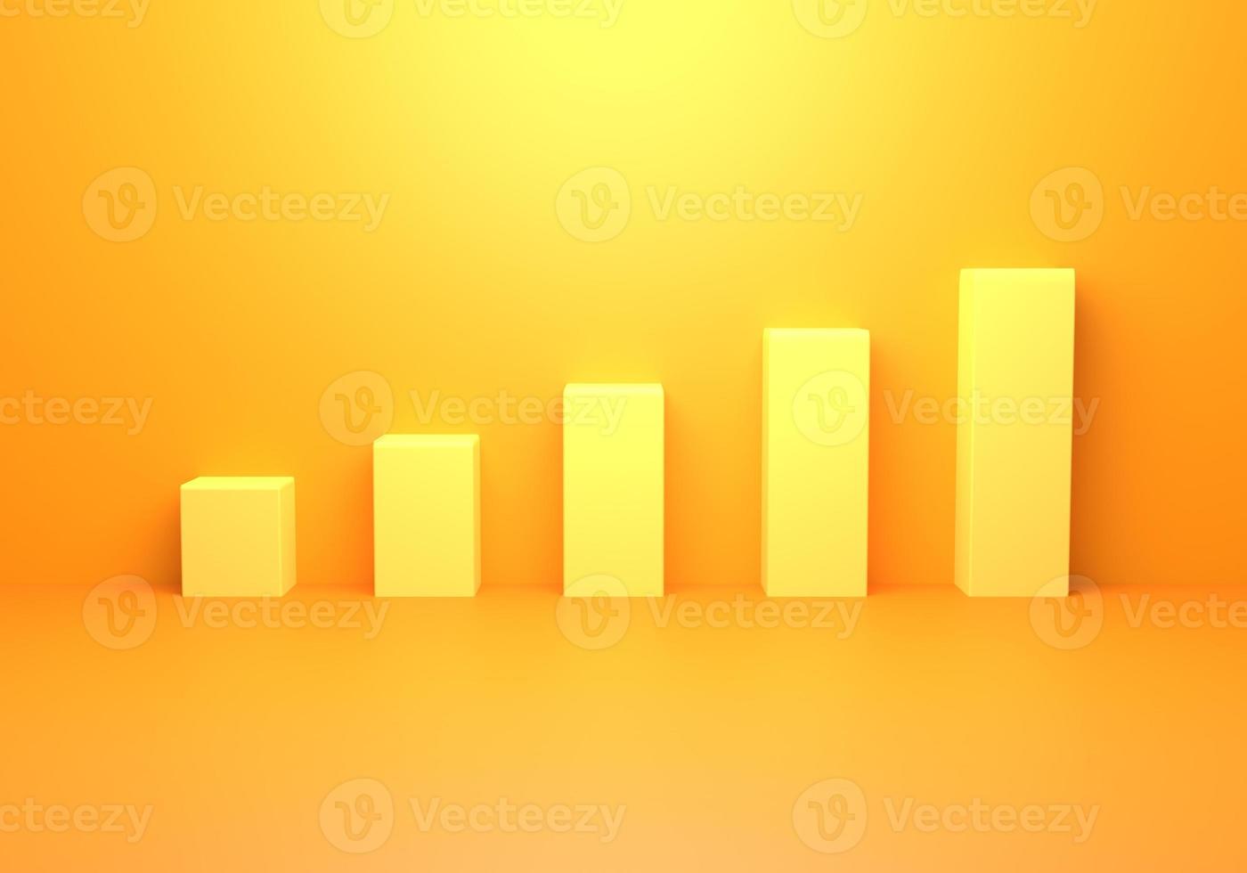 3D-rendering av tom gul orange abstrakt minimal. affärsidé bakgrund. scen för reklam, showcase, teknik, banner, ekonomi, investeringar, presentation. illustration. produktdisplay foto