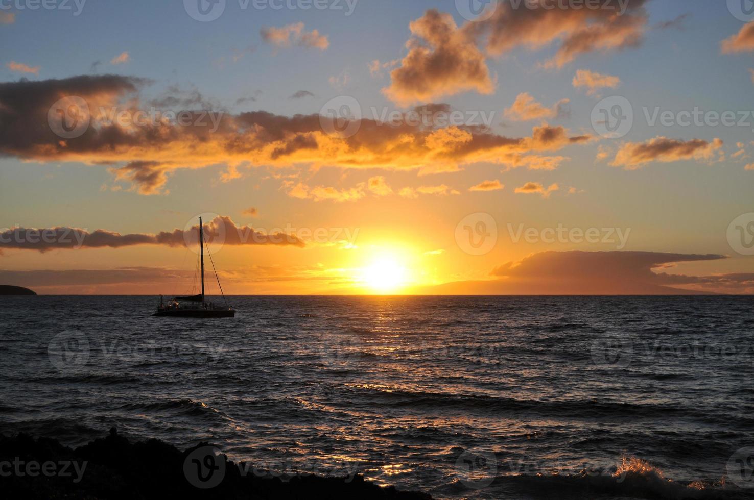 solnedgång på maui - hawaii foto