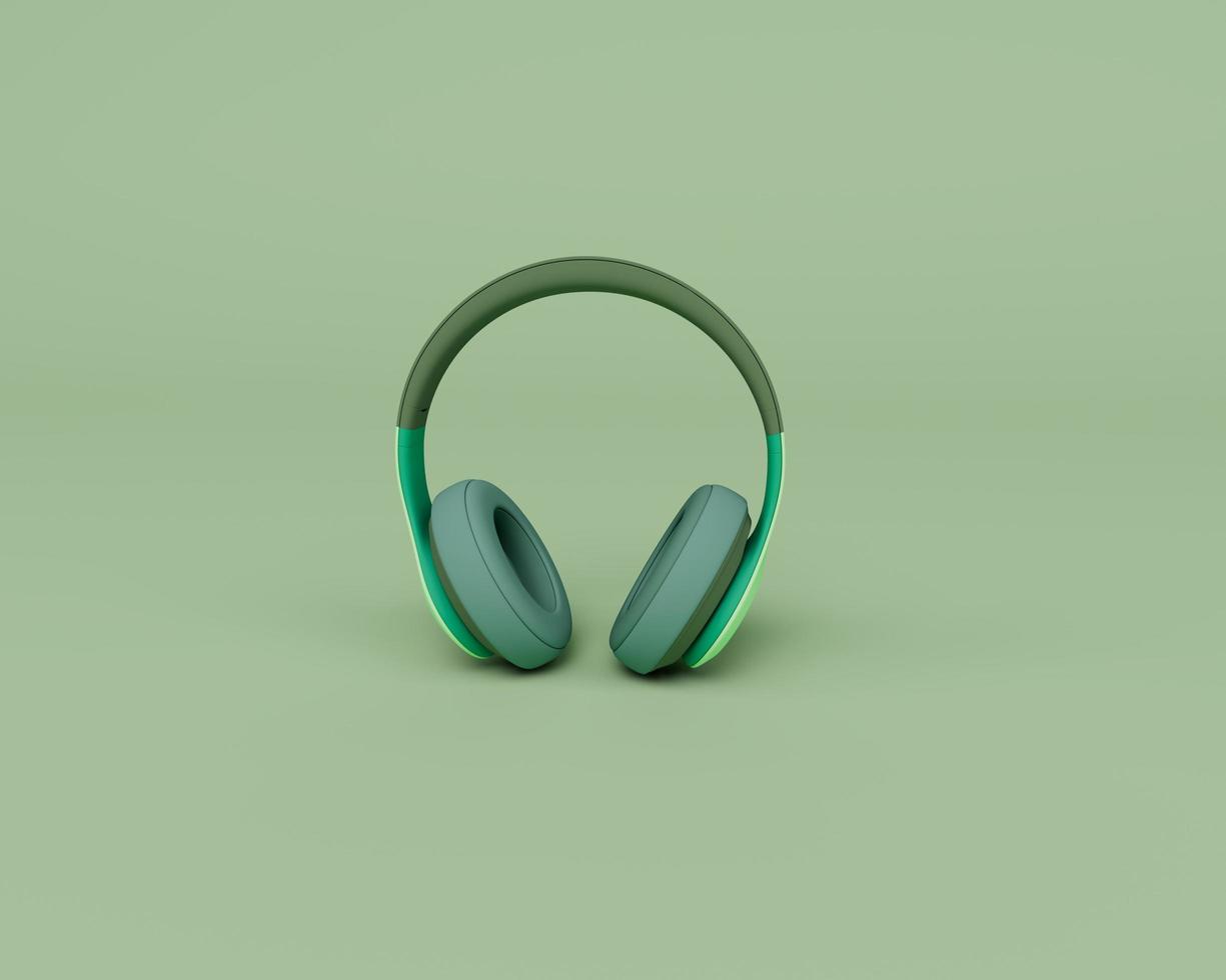 3D-rendering av hörlurar isolerad på pastell bakgrund, 3d bakgrund minimal scen foto
