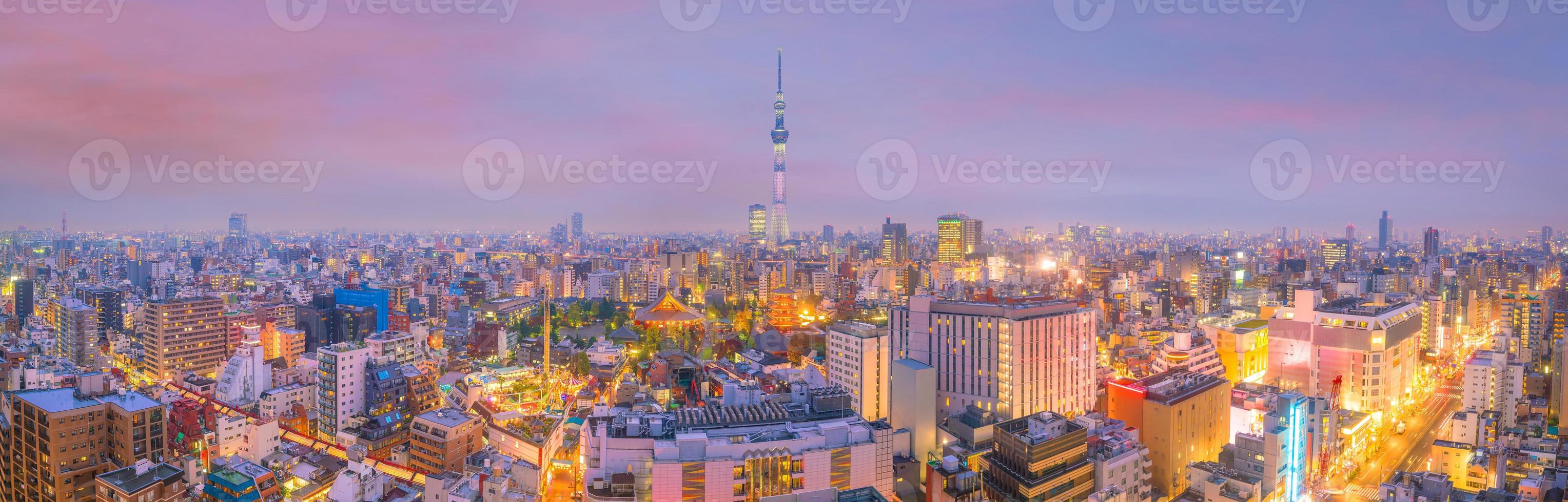 panoramabild av Tokyos stadssilhuett foto