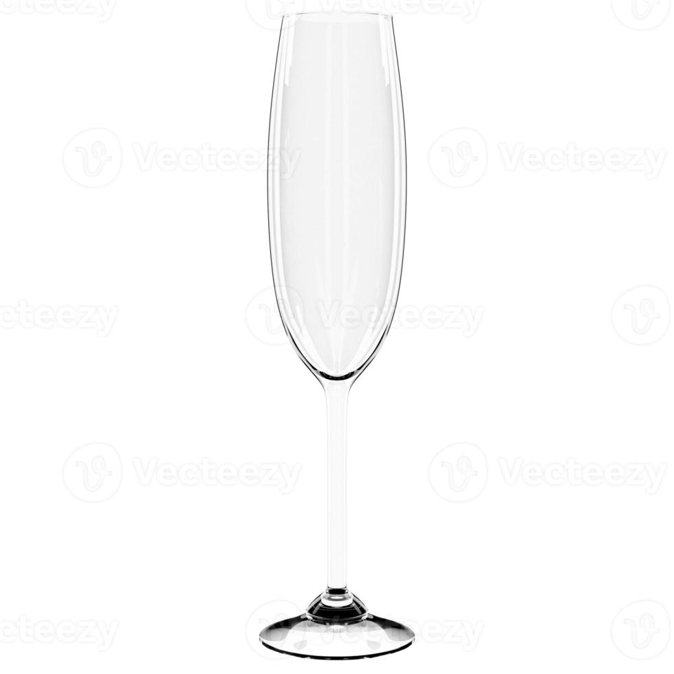 3D-illustration av champagneglas på en vit bakgrund. realistisk illustration av ett glas för stark alkohol foto