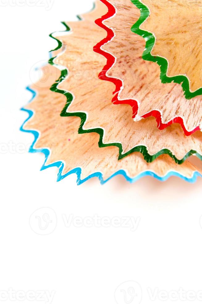 färgglada krita penna träspån foto