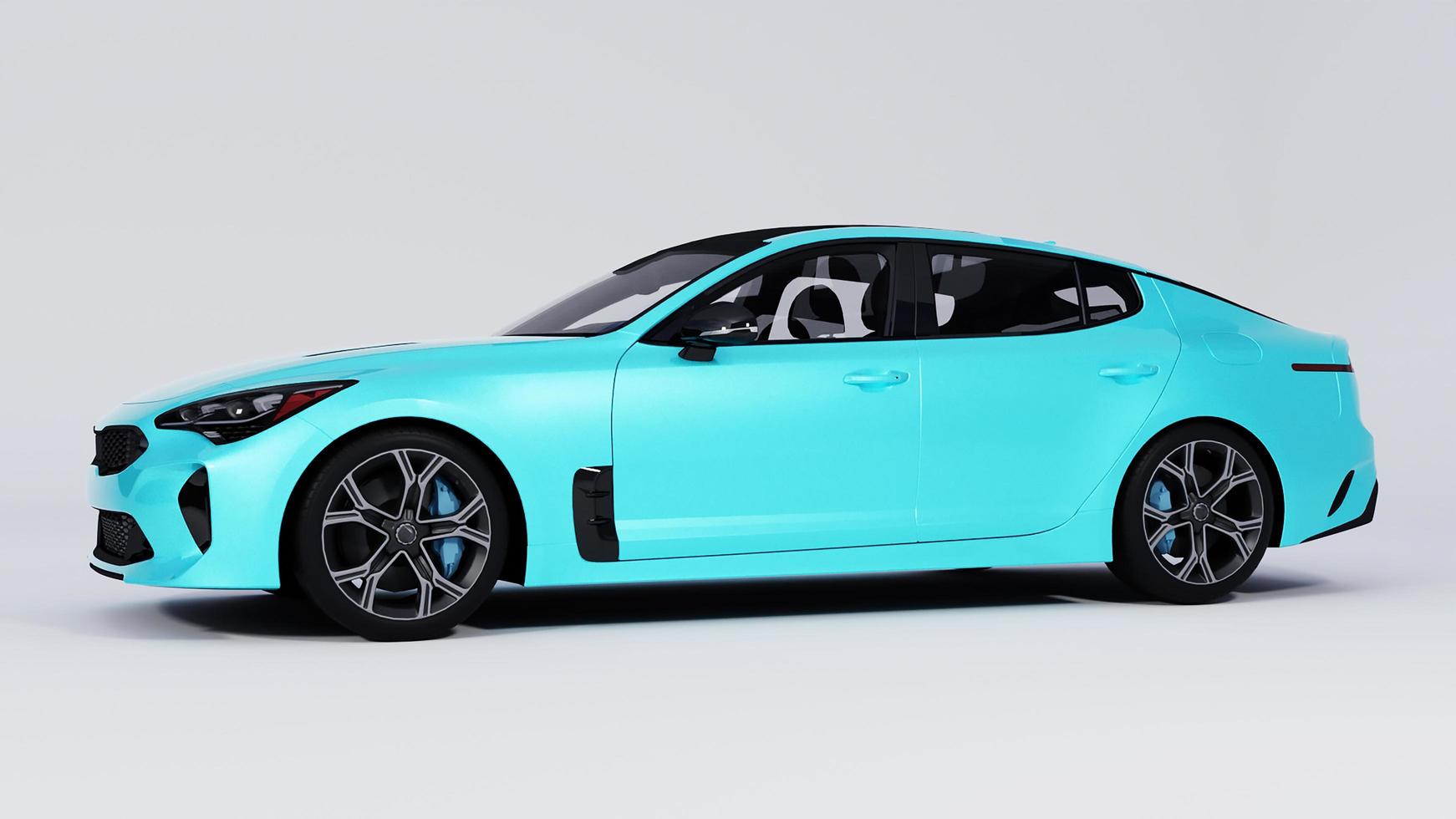 3D-rendering sport blå bil på vit bakcground.jpg foto