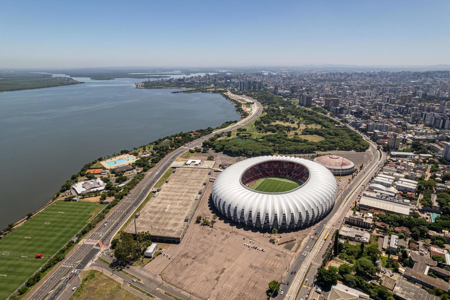porto alegre, rs, Brasilien. 2020 - flygfoto av stadion jose pinheiro borda. foto