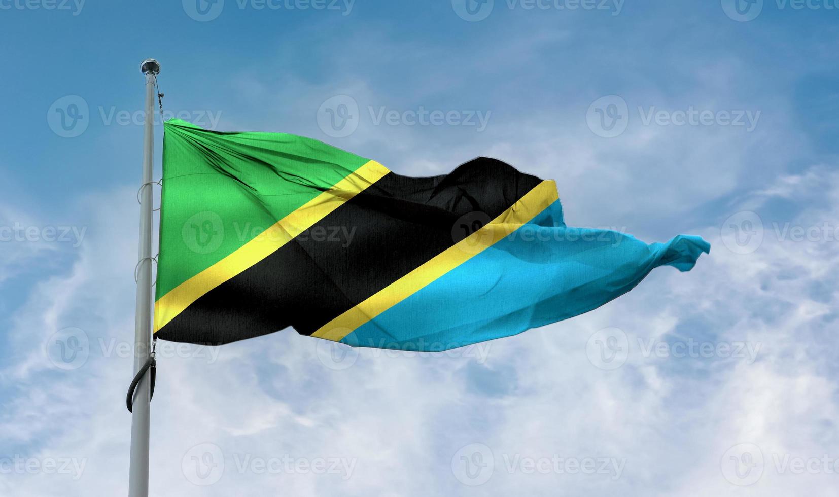 3D-illustration av en Tanzania flagga - realistiska viftande tyg flagga. foto
