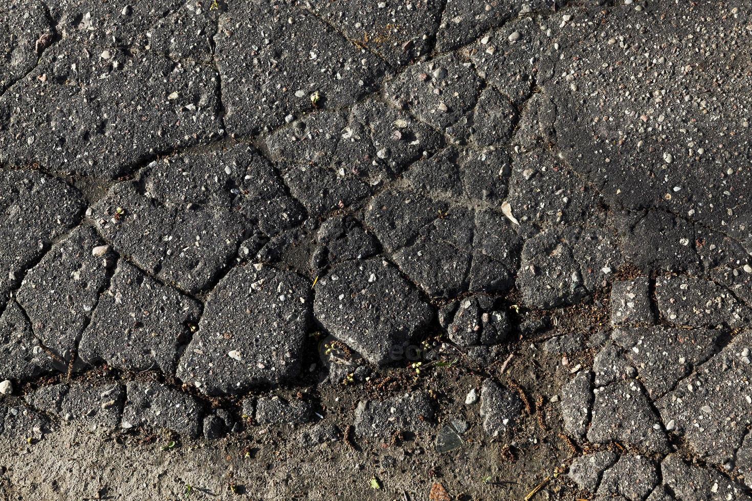 asfalt bruten närbild foto