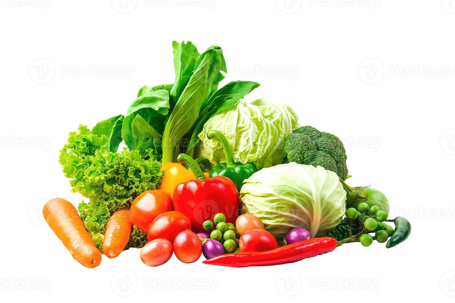 samling grönsaker isolerade vit bakgrund urklippsbana foto