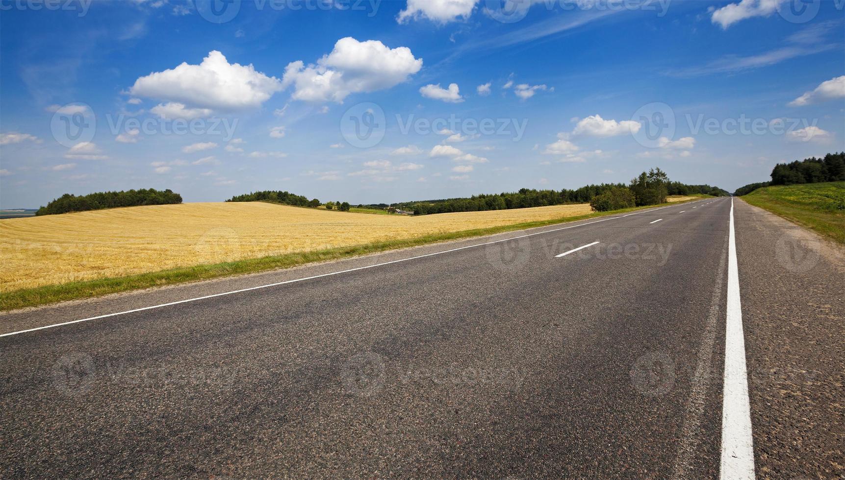 den lilla asfalterade vägen som ligger på landsbygden. belarus foto