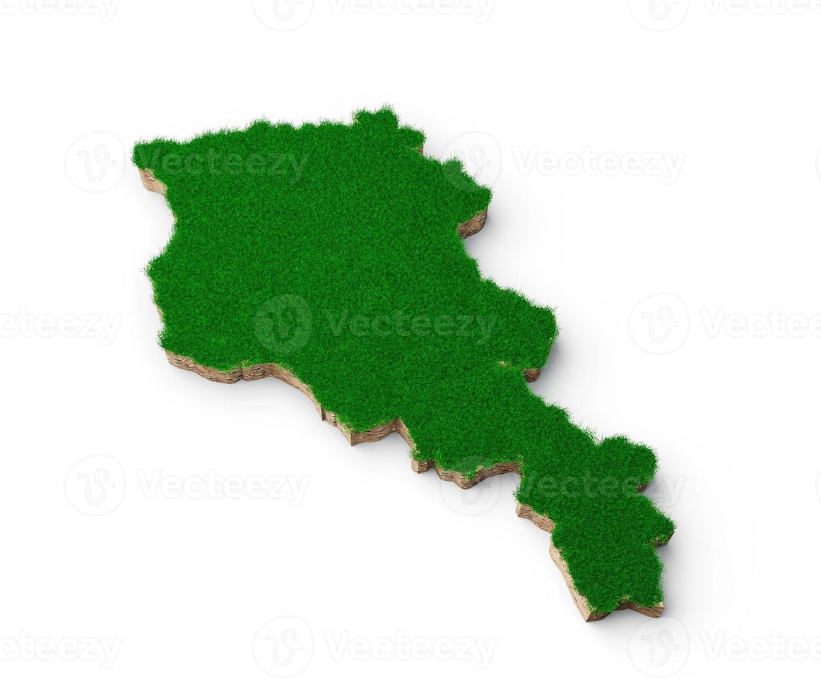 armenien karta jord mark geologi tvärsnitt med grönt gräs och sten marken textur 3d illustration foto