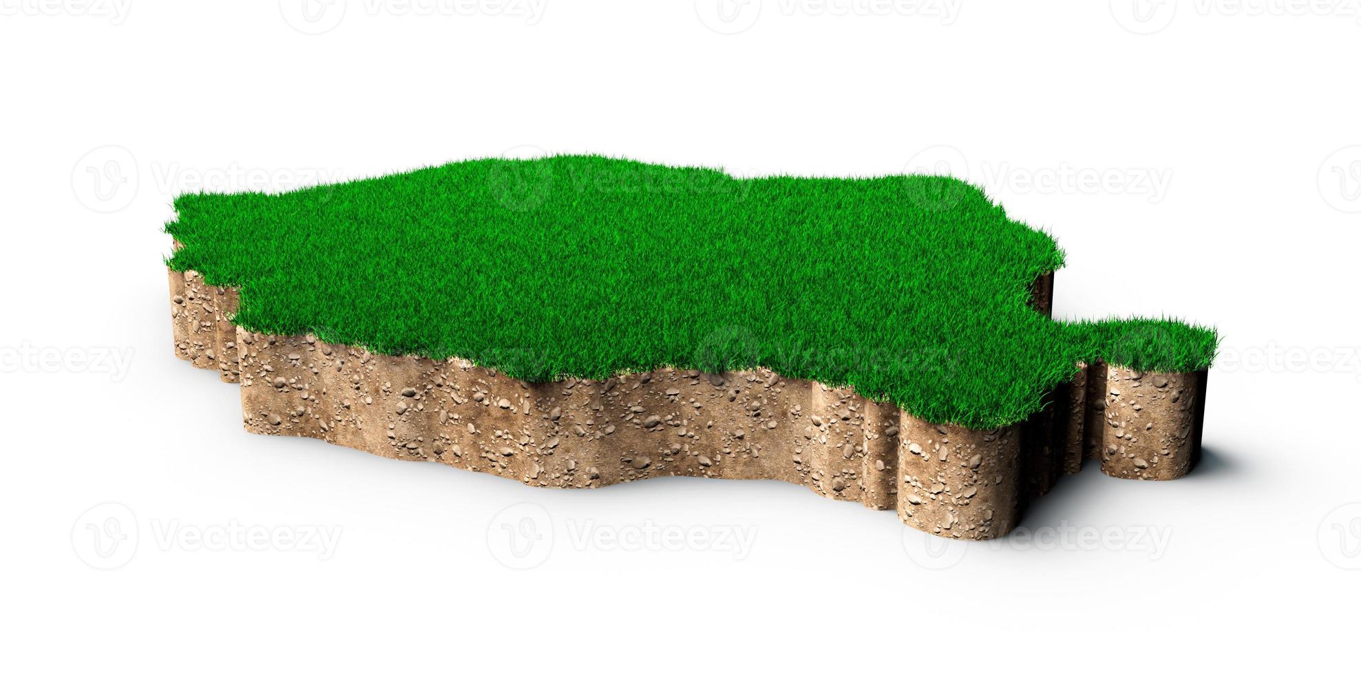 rumänien karta jord mark geologi tvärsnitt med grönt gräs och sten marken textur 3d illustration foto