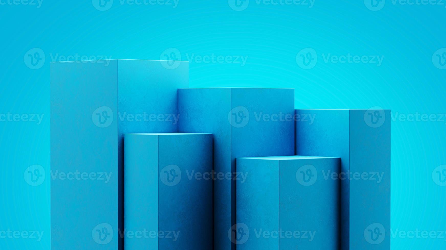 bakgrund 3d blå rendering med podium och piedestal blå scen, minimal scen bakgrundsprodukt piedestal blå pastell scen 3d illustration foto