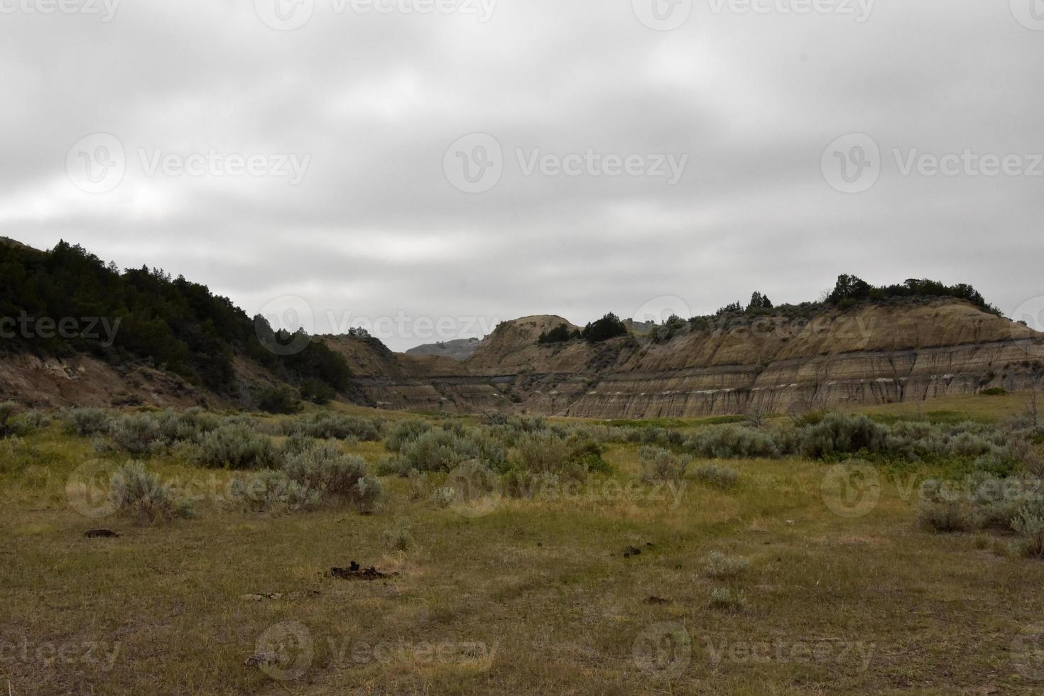 fantastisk butte i den södra enheten av theodore roosevelt nationalpark foto